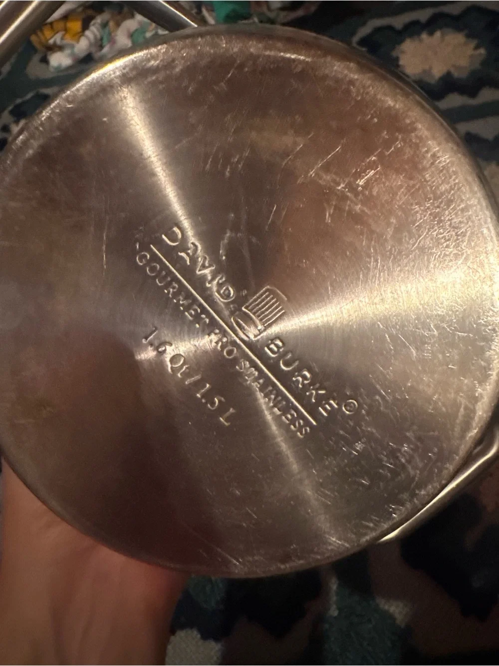 David Burke Regency II stainless steel 1.6 qt pot with a glass lid by cerastone